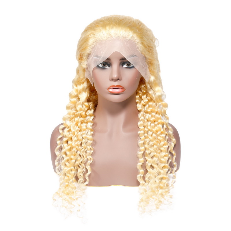 Stema 613 Blonde Curly 13x4 Transparent Lace Front Wig
